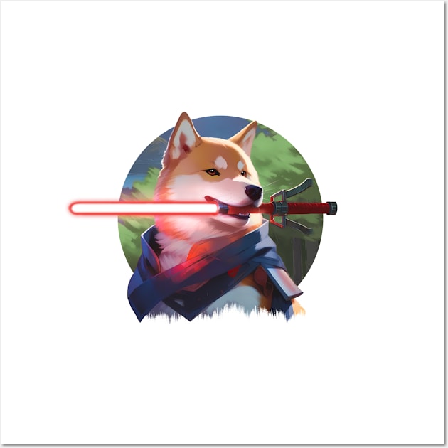 Shiba Warrior in the Enchanted Woods Wall Art by ColorMingle